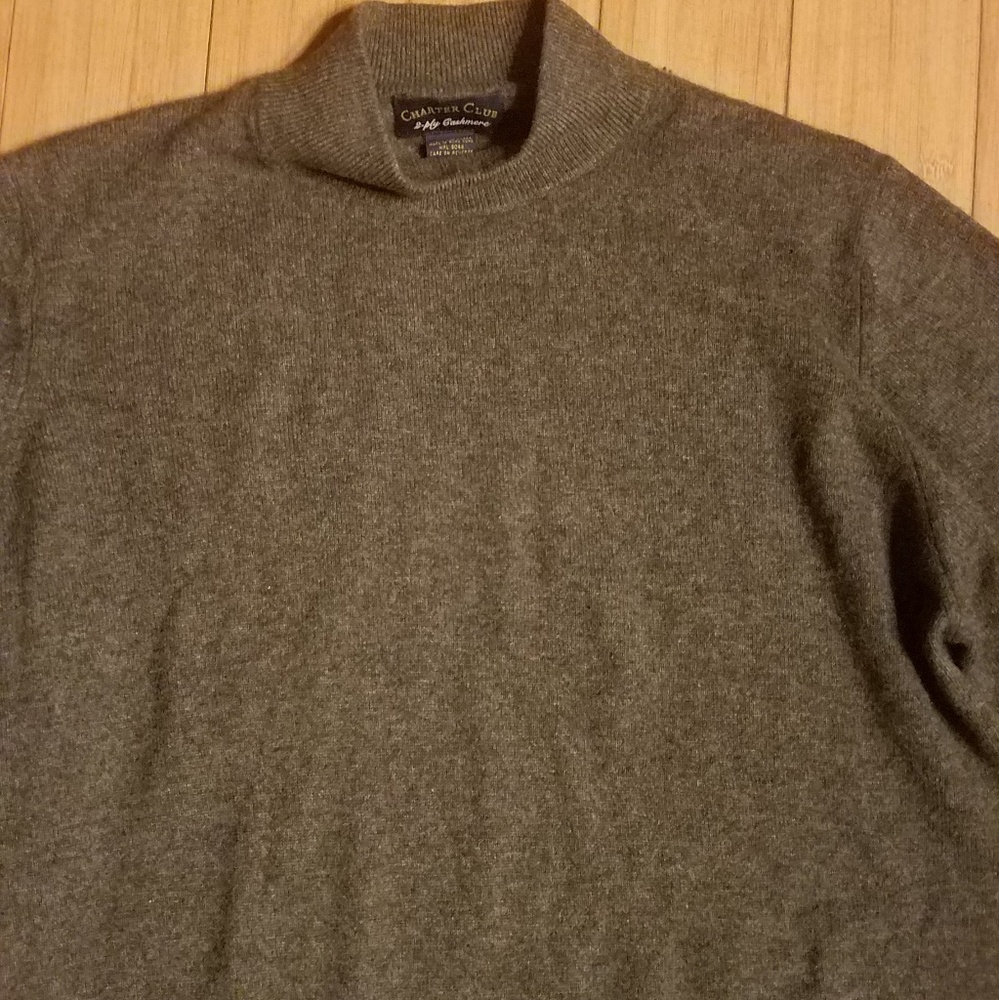 Charter Club 2ply cashmere grey mock turtl…